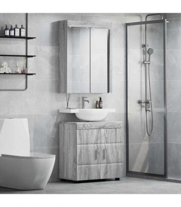 vidaXL Bathroom Furniture Set TULUM 2 pcs Grey Sonoma 60 x 34 x 63 cm