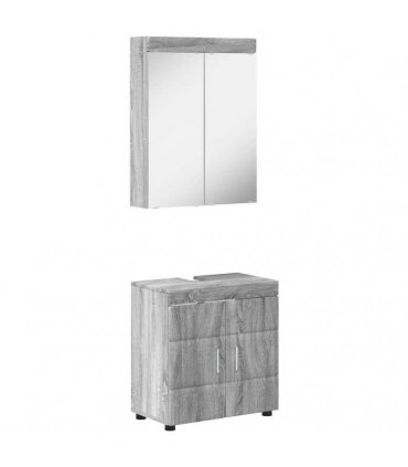 vidaXL Bathroom Furniture Set TULUM 2 pcs Grey Sonoma 60 x 34 x 63 cm