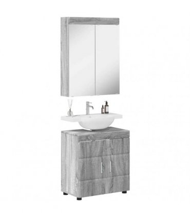 vidaXL Bathroom Furniture Set TULUM 2 pcs Grey Sonoma 60 x 34 x 63 cm