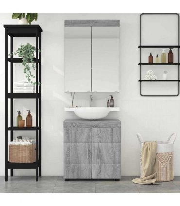 vidaXL Bathroom Furniture Set TULUM 2 pcs Grey Sonoma 60 x 34 x 63 cm
