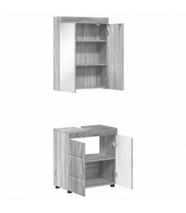vidaXL Bathroom Furniture Set TULUM 2 pcs Grey Sonoma 60 x 34 x 63 cm