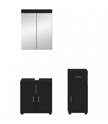 vidaXL Bathroom Furniture Set TULUM 3 pcs Black 60 x 34 x 63 cm