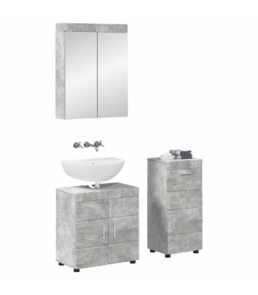 vidaXL Bathroom Furniture Set TULUM 3 pcs Concrete Grey
