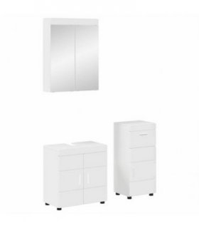 vidaXL Bathroom Furniture Set TULUM 3 pcs High Gloss White
