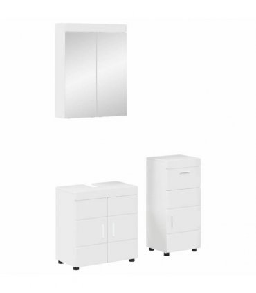 vidaXL Bathroom Furniture Set TULUM 3 pcs High Gloss White