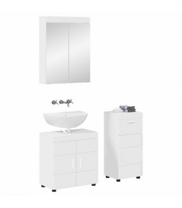 vidaXL Bathroom Furniture Set TULUM 3 pcs High Gloss White