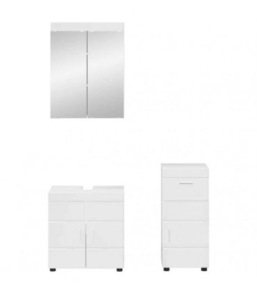 vidaXL Bathroom Furniture Set TULUM 3 pcs High Gloss White