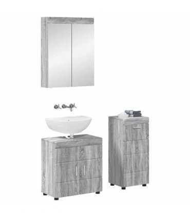 vidaXL Bathroom Furniture Set TULUM 3 pcs Grey Sonoma 60 x 34 x 63 cm