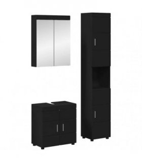 vidaXL Bathroom Furniture Set TULUM 3 pcs Black 60 x 34 x 63 cm