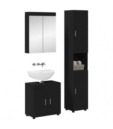 vidaXL Bathroom Furniture Set TULUM 3 pcs Black 60 x 34 x 63 cm
