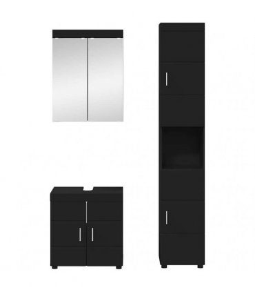 vidaXL Bathroom Furniture Set TULUM 3 pcs Black 60 x 34 x 63 cm