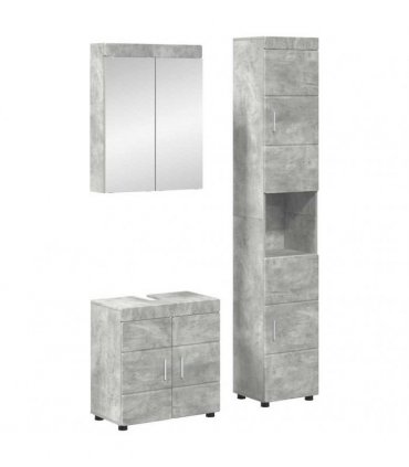 vidaXL Bathroom Furniture Set TULUM 3 pcs Concrete Grey