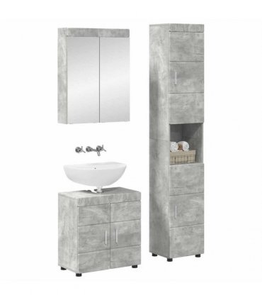 vidaXL Bathroom Furniture Set TULUM 3 pcs Concrete Grey