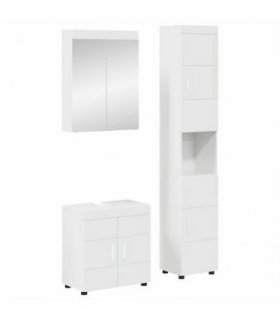 vidaXL Bathroom Furniture Set TULUM 3 pcs High Gloss White