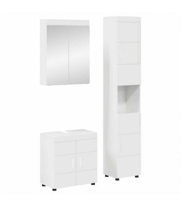 vidaXL Bathroom Furniture Set TULUM 3 pcs High Gloss White