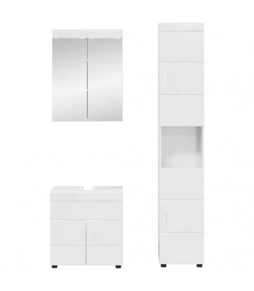 vidaXL Bathroom Furniture Set TULUM 3 pcs High Gloss White