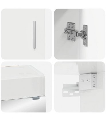 vidaXL Bathroom Furniture Set TULUM 3 pcs High Gloss White