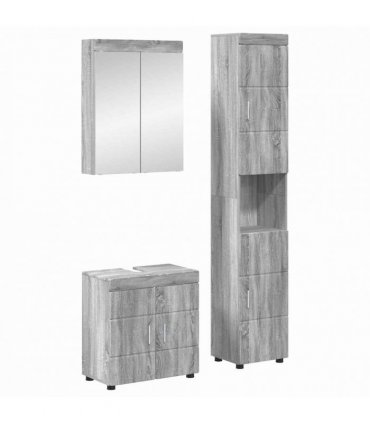 vidaXL Bathroom Furniture Set TULUM 3 pcs Grey Sonoma 60 x 34 x 63 cm