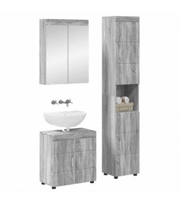 vidaXL Bathroom Furniture Set TULUM 3 pcs Grey Sonoma 60 x 34 x 63 cm