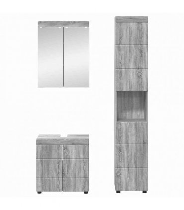 vidaXL Bathroom Furniture Set TULUM 3 pcs Grey Sonoma 60 x 34 x 63 cm