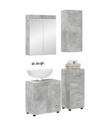 vidaXL Bathroom Furniture Set TULUM 4 pcs Concrete Grey