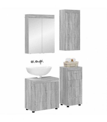 vidaXL Bathroom Furniture Set TULUM 4 pcs Grey Sonoma 60 x 34 x 63 cm