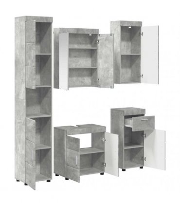vidaXL Bathroom Furniture Set TULUM 5 pcs Concrete Grey