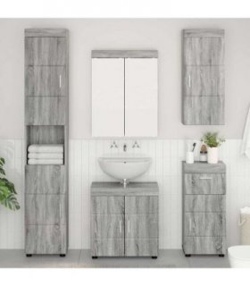 vidaXL Bathroom Furniture Set TULUM 5 pcs Grey Sonoma 60 x 34 x 63 cm
