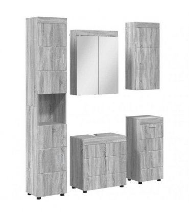 vidaXL Bathroom Furniture Set TULUM 5 pcs Grey Sonoma 60 x 34 x 63 cm