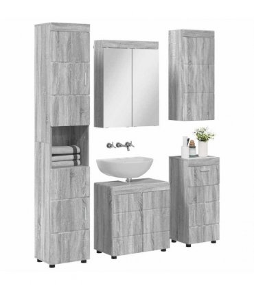 vidaXL Bathroom Furniture Set TULUM 5 pcs Grey Sonoma 60 x 34 x 63 cm