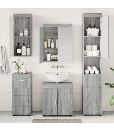 vidaXL Bathroom Furniture Set TULUM 5 pcs Grey Sonoma 60 x 34 x 63 cm