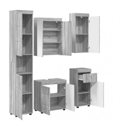 vidaXL Bathroom Furniture Set TULUM 5 pcs Grey Sonoma 60 x 34 x 63 cm