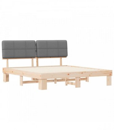 vidaXL Bed Frame with Upholstered Headboard Light Grey 200 x 200 cm