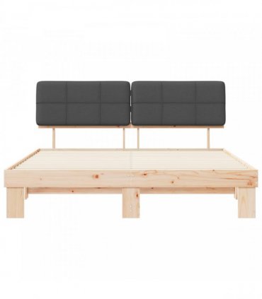 vidaXL Bed Frame with Upholstered Headboard Dark Grey 200 x 200 cm