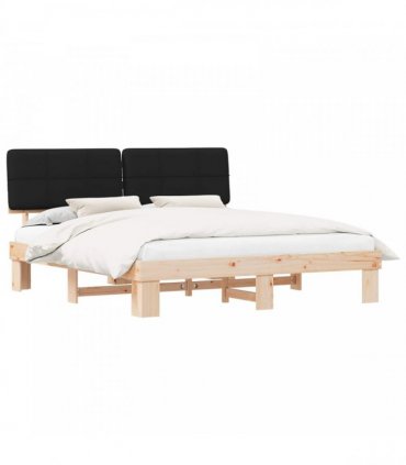 vidaXL Bed Frame with Upholstered Headboard Black 200 x 200 cm