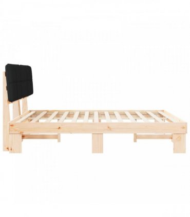vidaXL Bed Frame with Upholstered Headboard Black 200 x 200 cm