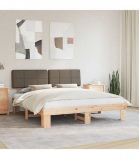 vidaXL Bed Frame with Upholstered Headboard Taupe 200 x 200 cm