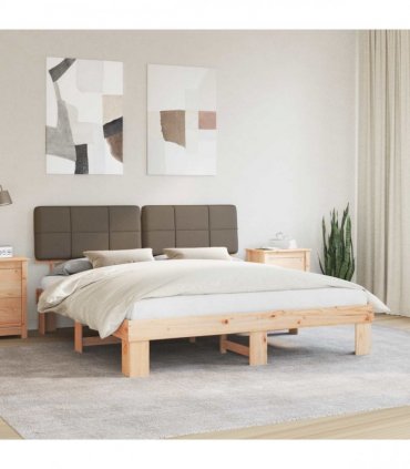 vidaXL Bed Frame with Upholstered Headboard Taupe 200 x 200 cm