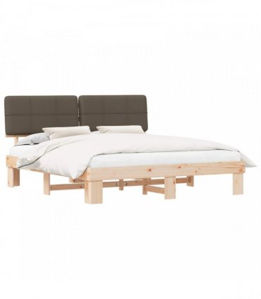 vidaXL Bed Frame with Upholstered Headboard Taupe 200 x 200 cm