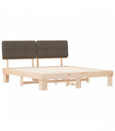 vidaXL Bed Frame with Upholstered Headboard Taupe 200 x 200 cm