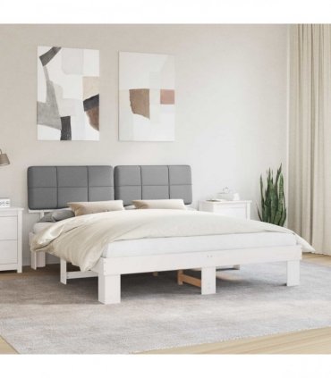 vidaXL Bed Frame with Upholstered Headboard Light Grey 200 x 200 cm