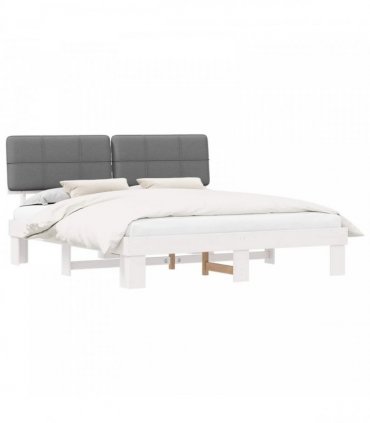 vidaXL Bed Frame with Upholstered Headboard Light Grey 200 x 200 cm