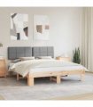 vidaXL Bed Frame with Upholstered Headboard Light Grey 180 x 200 cm