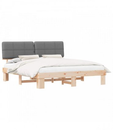 vidaXL Bed Frame with Upholstered Headboard Light Grey 180 x 200 cm