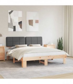 vidaXL Bed Frame with Upholstered Headboard Dark Grey 180 x 200 cm