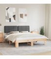 vidaXL Bed Frame with Upholstered Headboard Dark Grey 180 x 200 cm