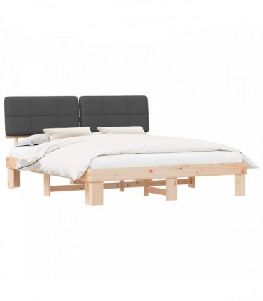 vidaXL Bed Frame with Upholstered Headboard Dark Grey 180 x 200 cm