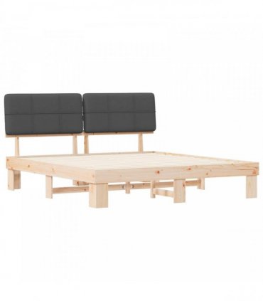 vidaXL Bed Frame with Upholstered Headboard Dark Grey 180 x 200 cm