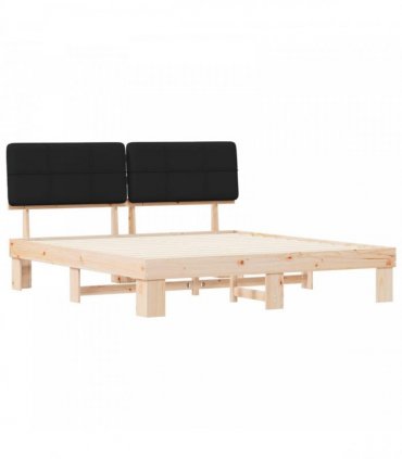 vidaXL Bed Frame with Upholstered Headboard Black 180 x 200 cm