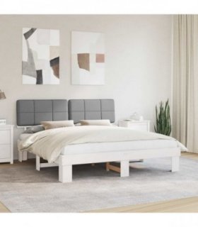 vidaXL Bed Frame with Upholstered Headboard Light Grey 180 x 200 cm